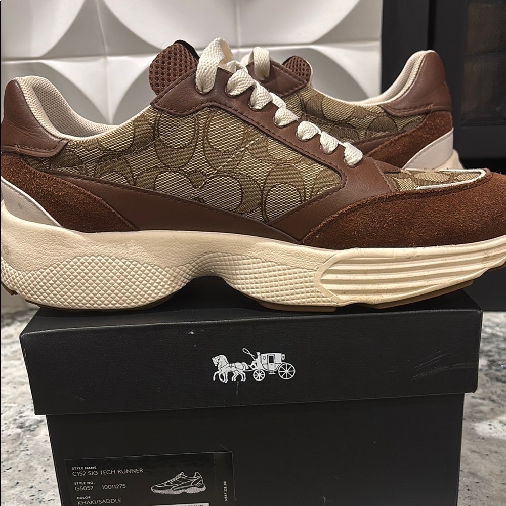 Coach Men's Brown Tech Runner Sneakers - Picture 1 of 4
